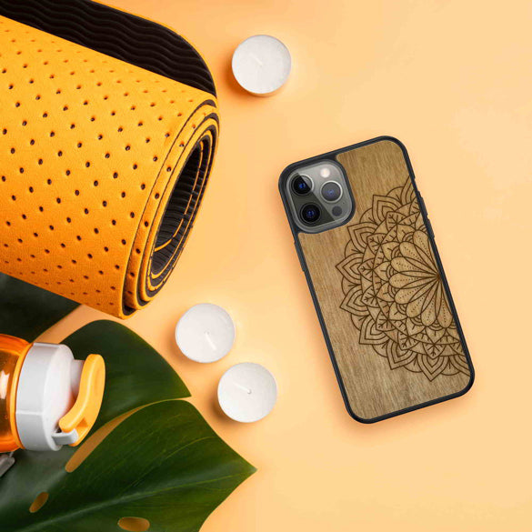Mandala Phone Case Yoga Mat Flatlay
