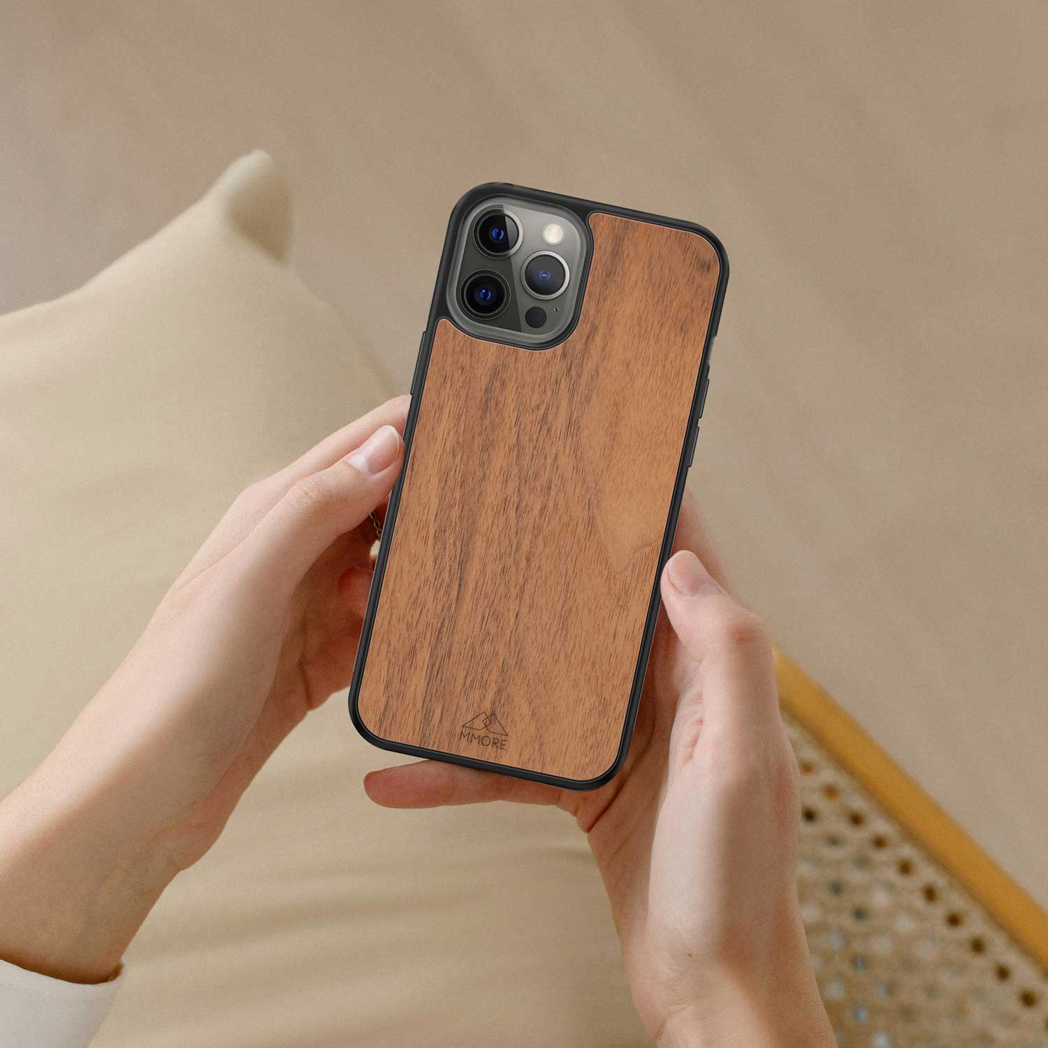 iPhone 12 Pro American Walnut Phone Case in the woods