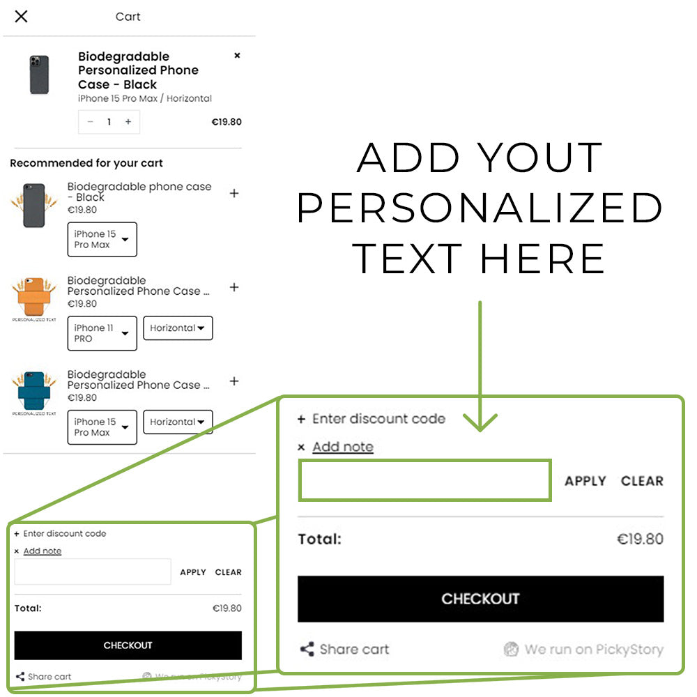 Custom Text Instructions for personalized case