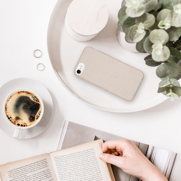 Eco Friendly Natural White Phone Case Flatlay