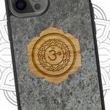 Corona Chakra Yoga Símbolo Montaña Piedra Caja del teléfono