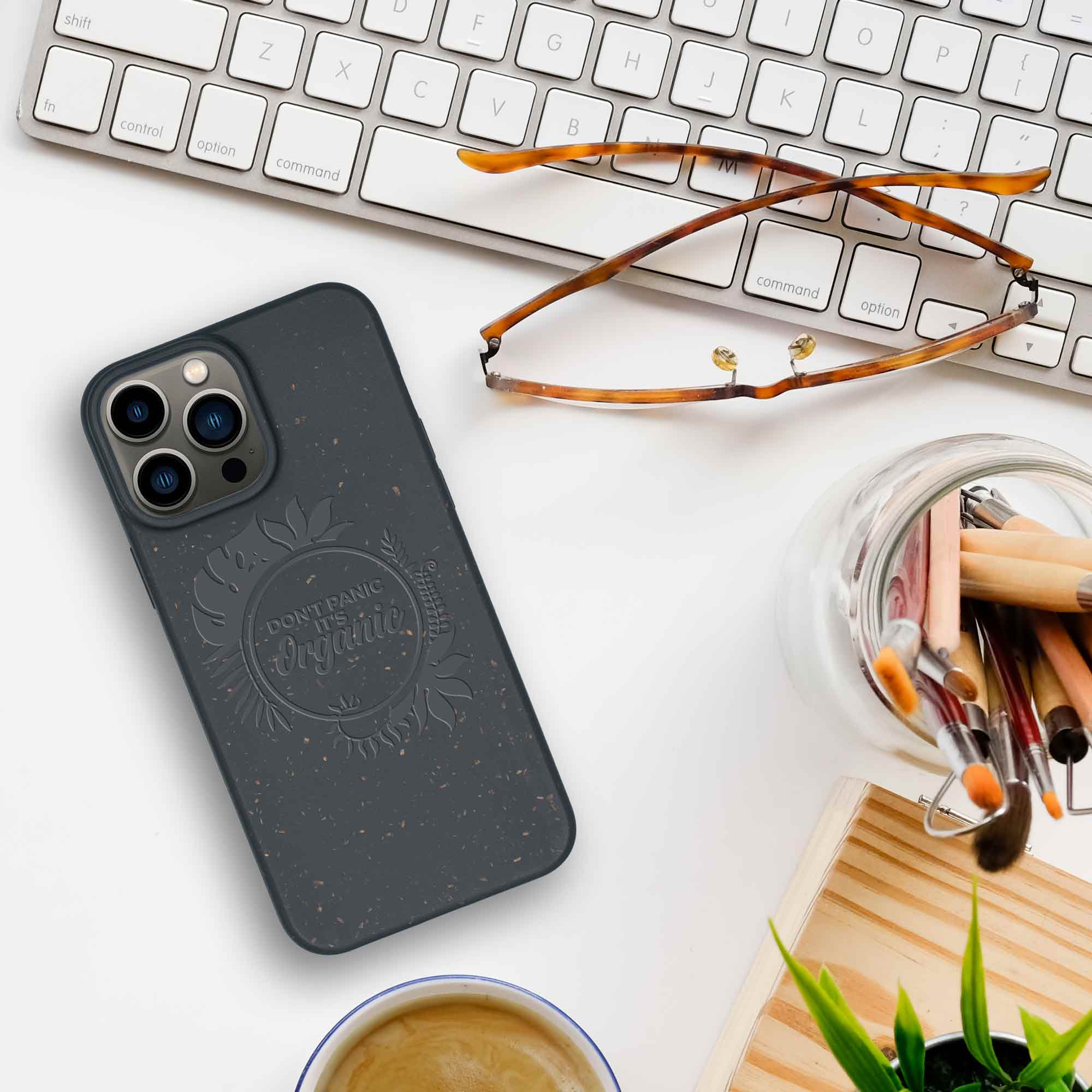 Engraved dont panic its organic phone case Black iphone 13