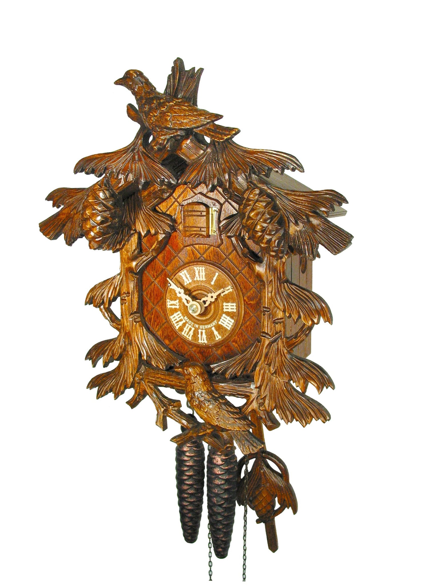 Carved 1-day Fir Trees & Birds cuckoo clock 29cm by August Schwer ...