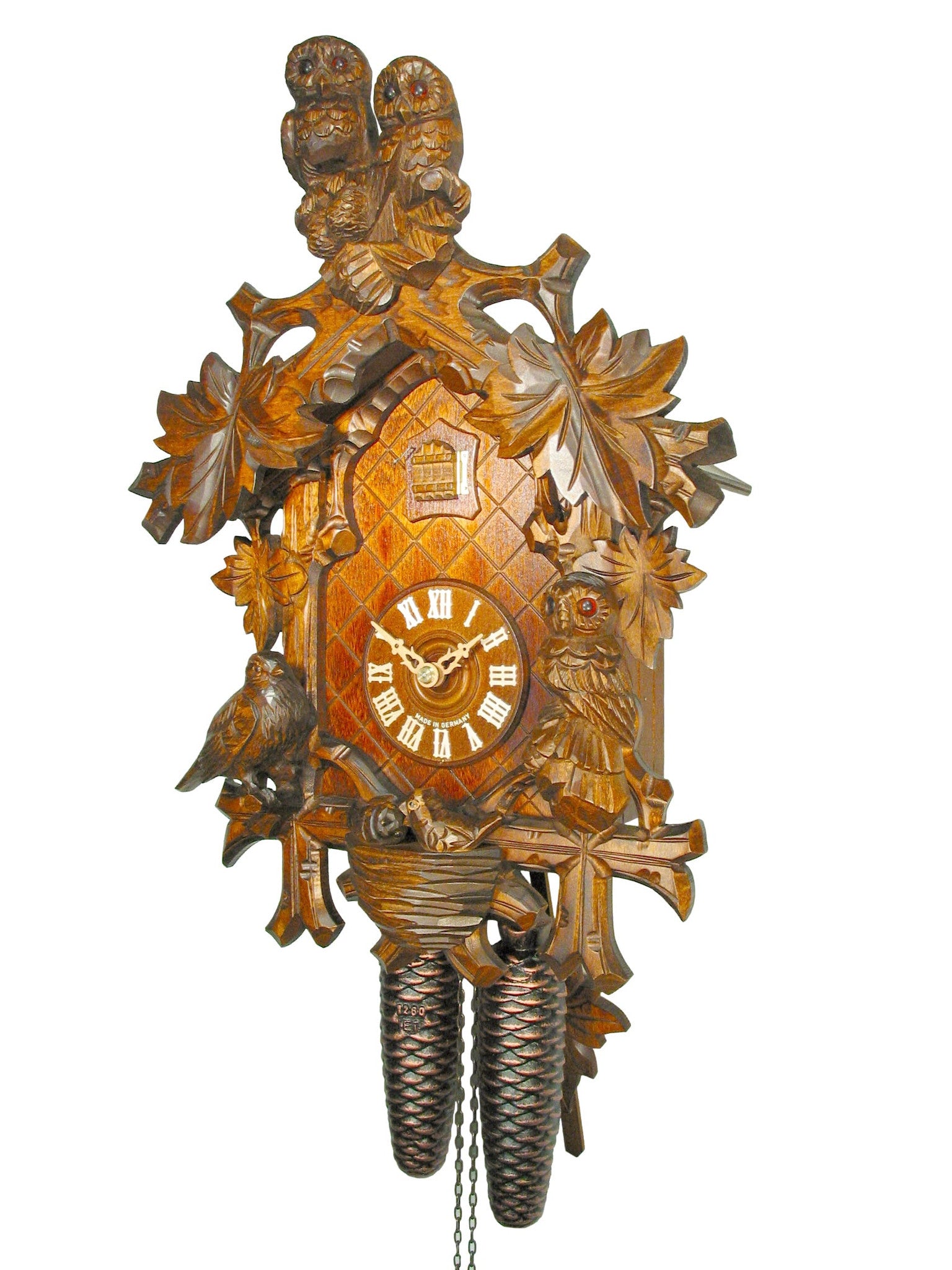 Carved 8-day Owl cuckoo clock 41cm by August Schwer - Cuckoo Collections