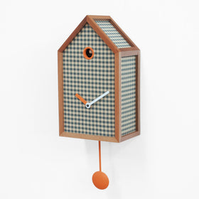 'Mr. Orange' Cuckoo Clock (Black fabric with white dots) by Progetti ...