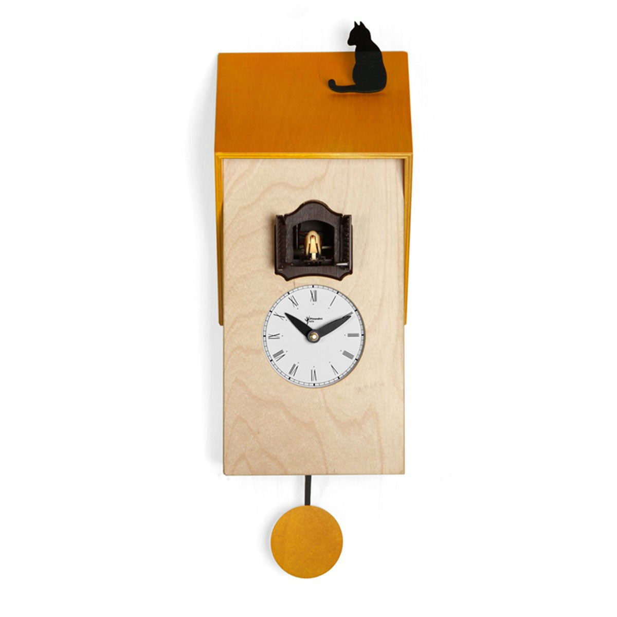 'Cucu Vicenza with Cat' Cuckoo Clock (Natural & Yellow) by Pirondini ...