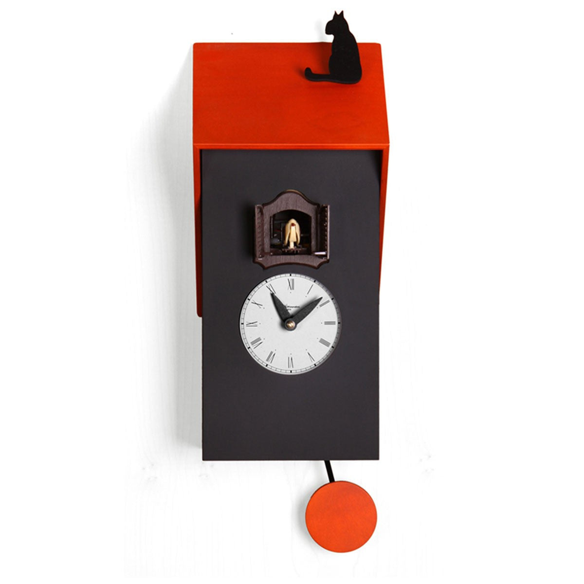 'Cucu Vicenza with Cat' Cuckoo Clock (Black & Red) by Pirondini ...