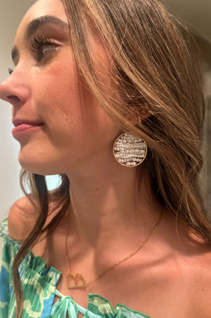 Happy Circle Earrings In Gold/White - Sunshine Girls Boutique