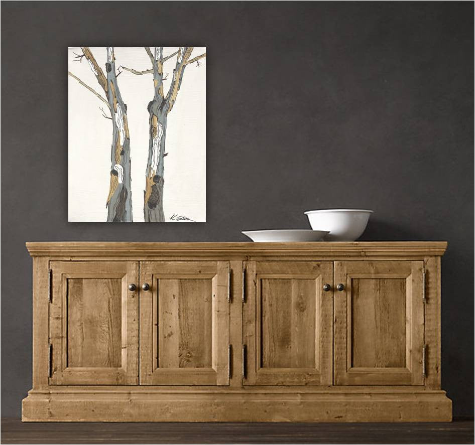 Birch White Tree Wall Art On Canvas 2 In A Set Of 4 Giclee