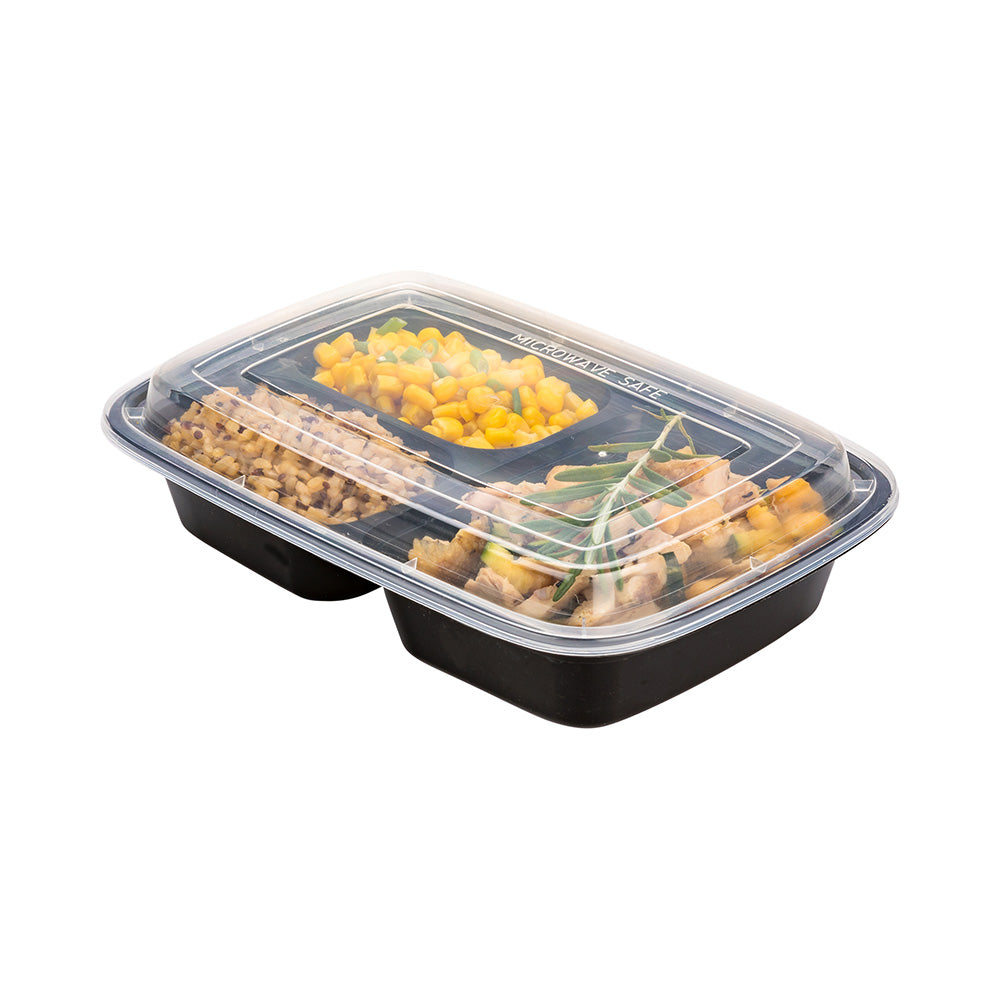 Futura 6 oz Clear Plastic Snack / Condiment Container - with Lid, 2- Compartment, Microwavable - 4 x 3 1/4 x 1 - 500 count box