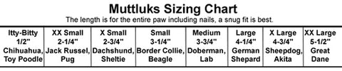 Muttluks Size Chart