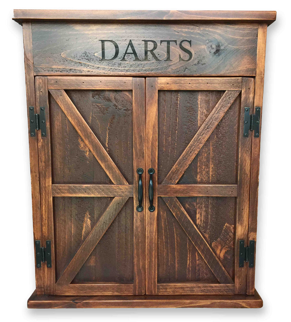 Premium Reclaimed Wood Dart Board Cabinet Rustic Wall Co