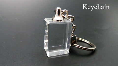 keychain crystal life designs 3D laser etched photo crystal