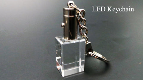 LED keychain 3D laser etched photo crystal