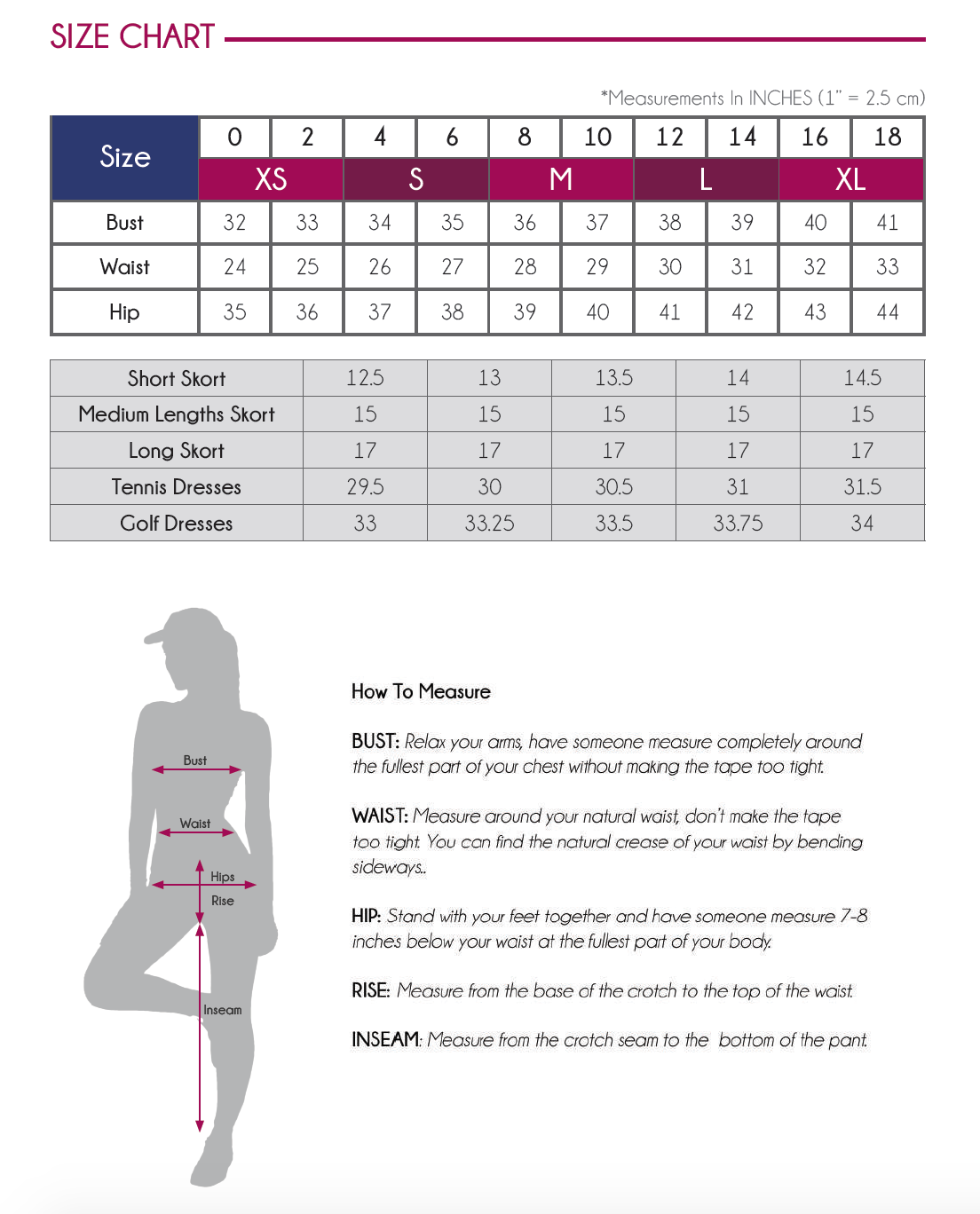 Womens Pants Size Chart 25