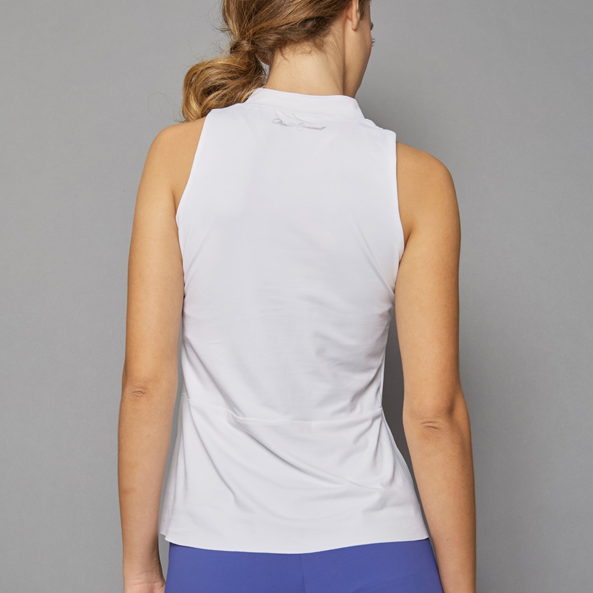 Scotia Sleeveless Collar Top (white) | Denise Cronwall Activewear
