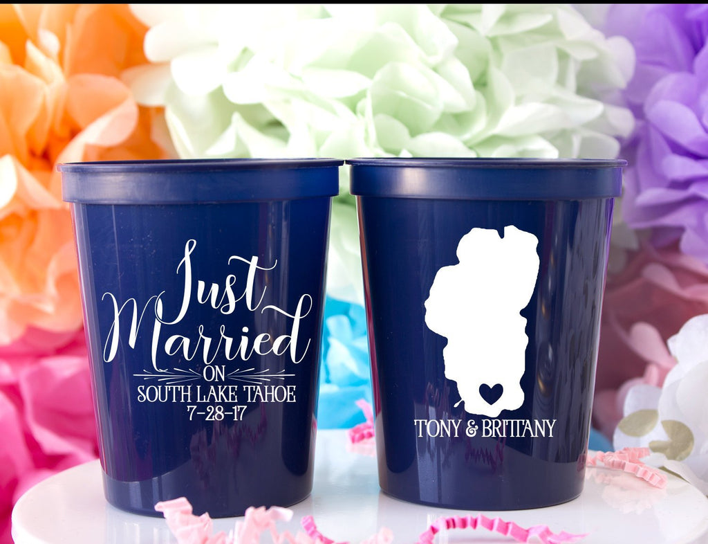 Just Married Wedding Reception Favors For Guests Personalized Cups