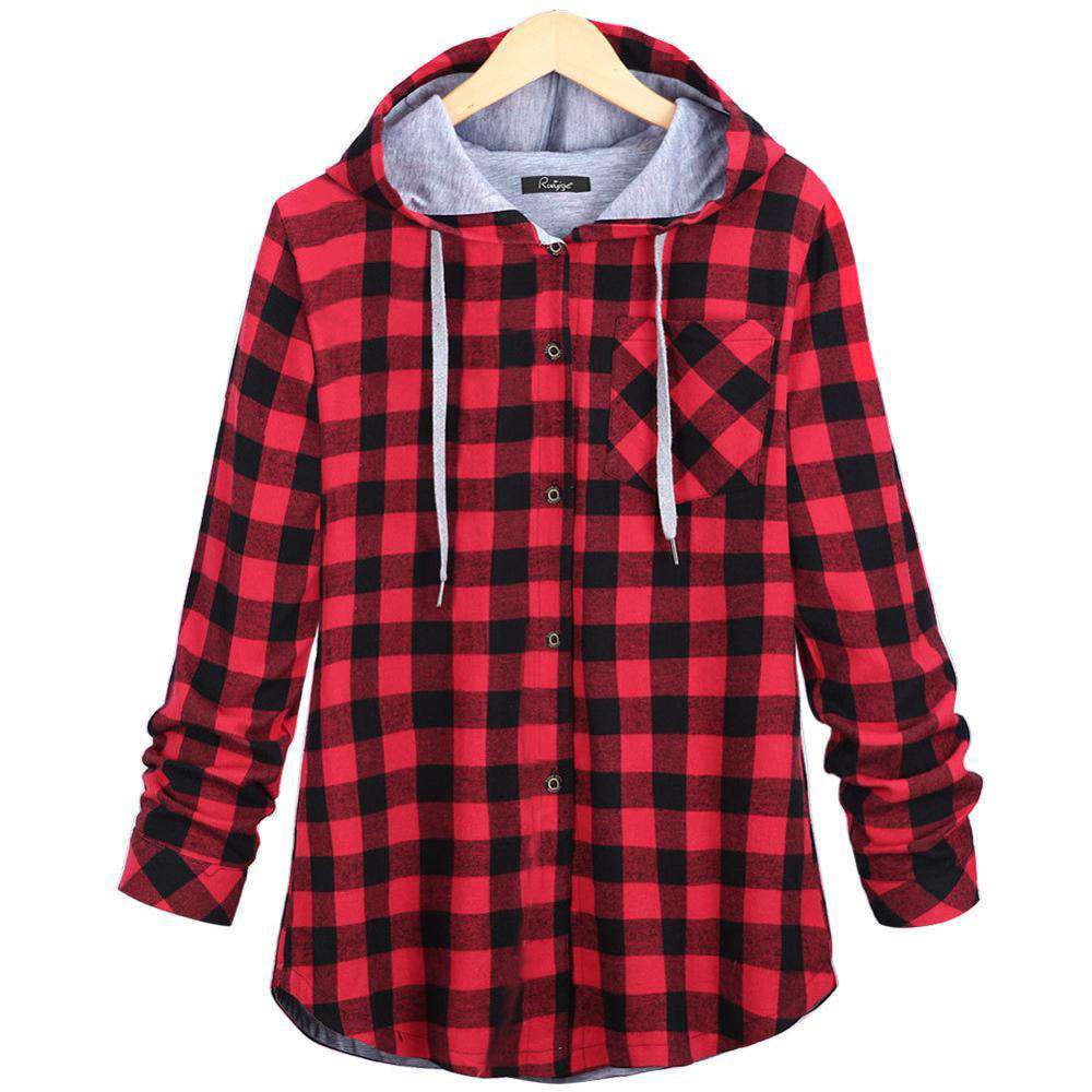 hooded plaid shirt womens