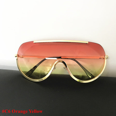 Big Shield Glasses Frame Oversize Alloy One Piece Sexy Cool