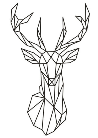 Geometric Deer Head Wall Sticker Geometry Animal Series Decals 3D Viny ...