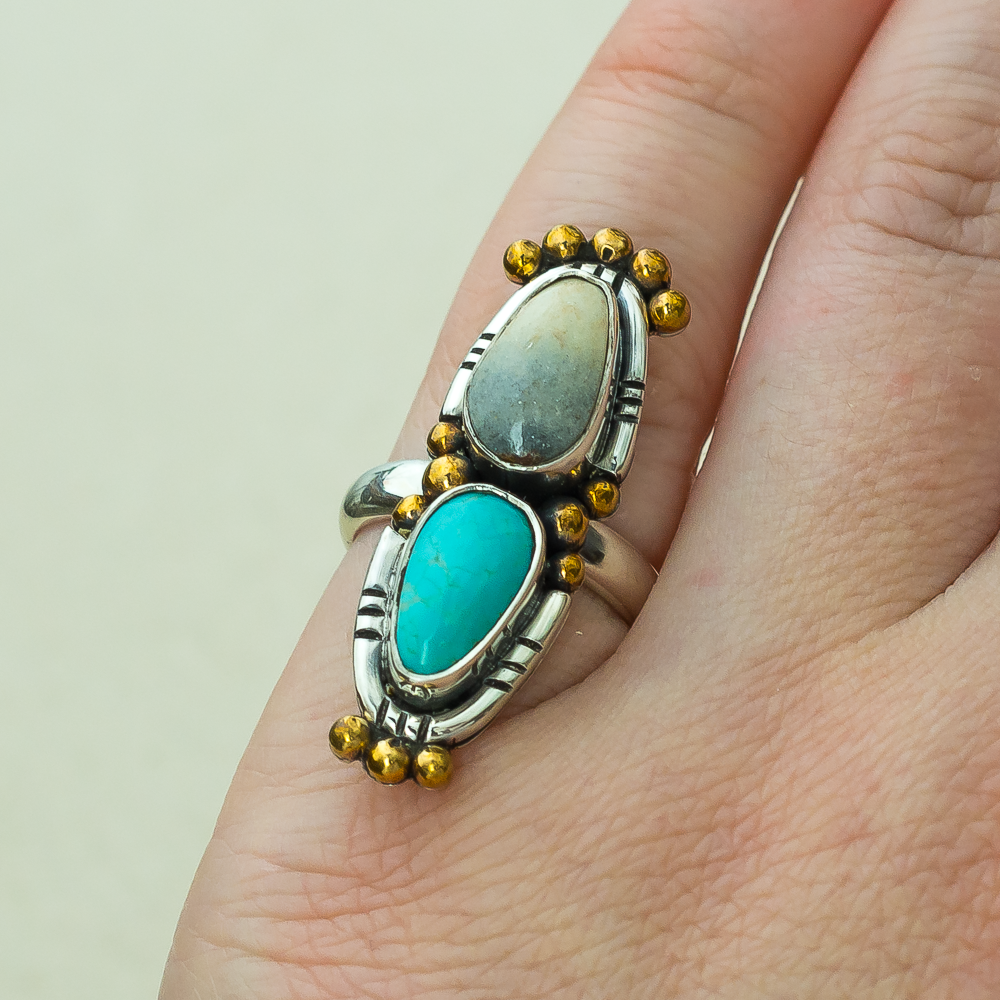 Kindred Ring   Oregon Jasper + Number Eight Turquoise   MADE TO ORDER