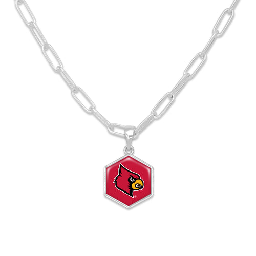 Silver Louisville Cardinals 18'' Pendant Necklace