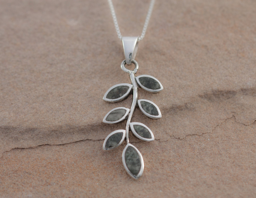 Preseli Bluestone Rowan leaf Pendant Out of the Blue Jewellery