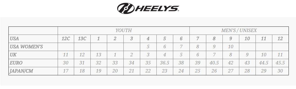 Heelys Size Chart Uk