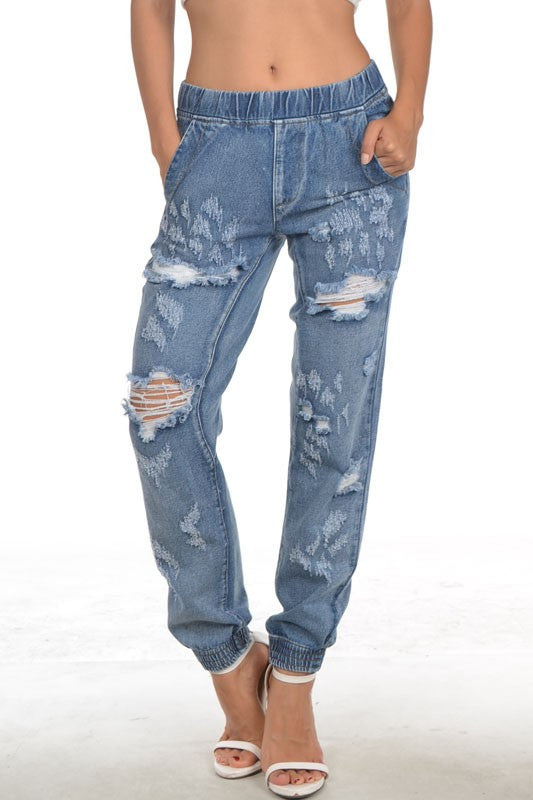 distressed jogger pants