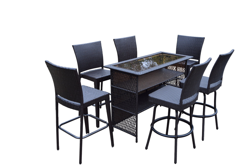 Oakland Living Elite AllWeather Resin Wicker 5 Pc. Bar Set with 4