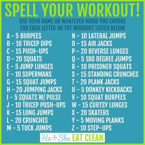 Spell your name workout on the Best Day Ever blog.
