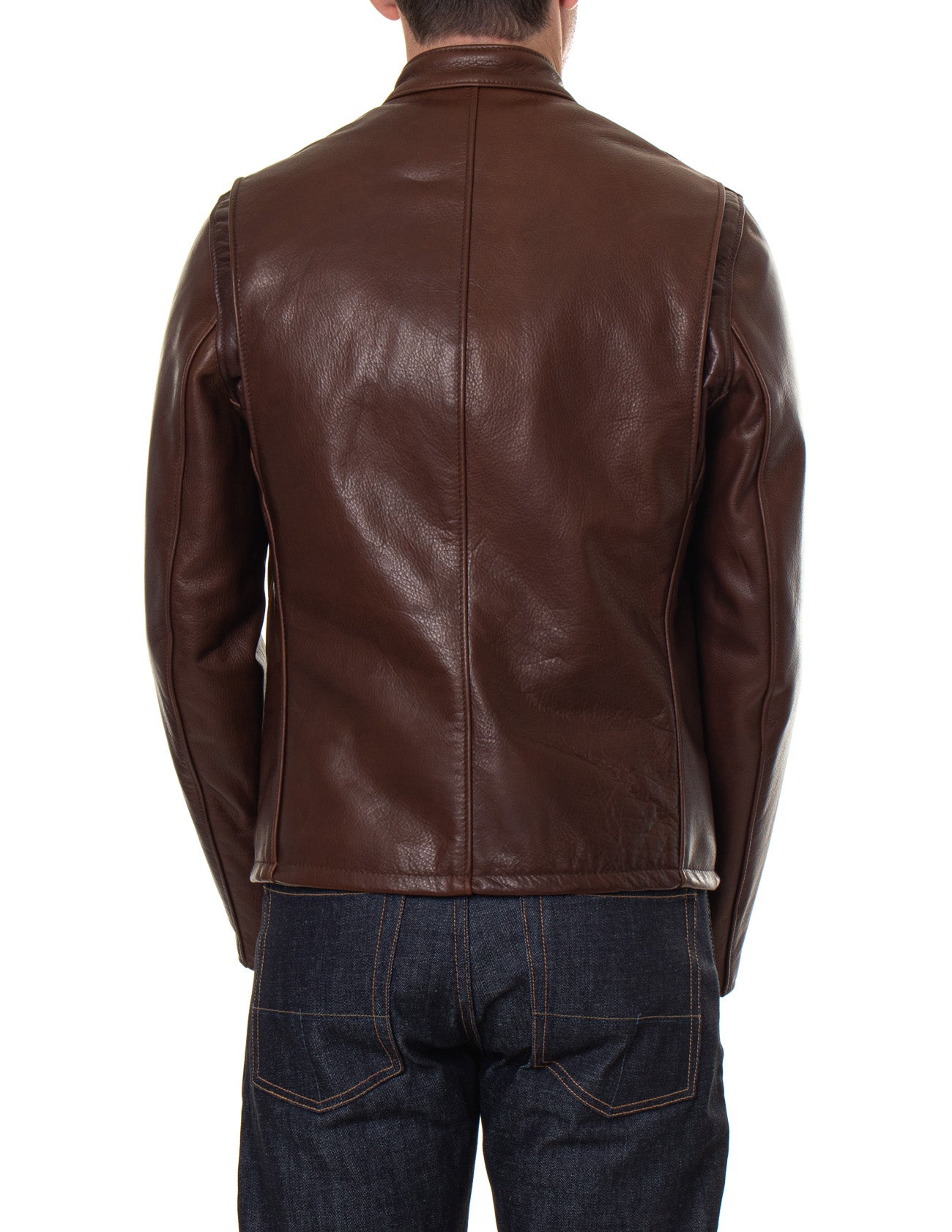Waxed Natural Pebbled Cowhide Cafe Leather Jacket The Simple Man