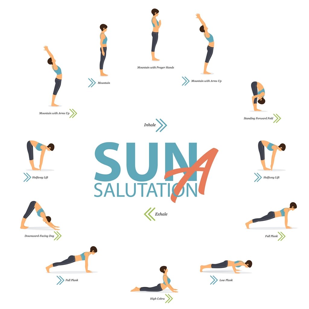 yoga sun salutation pose | Kiwicorp