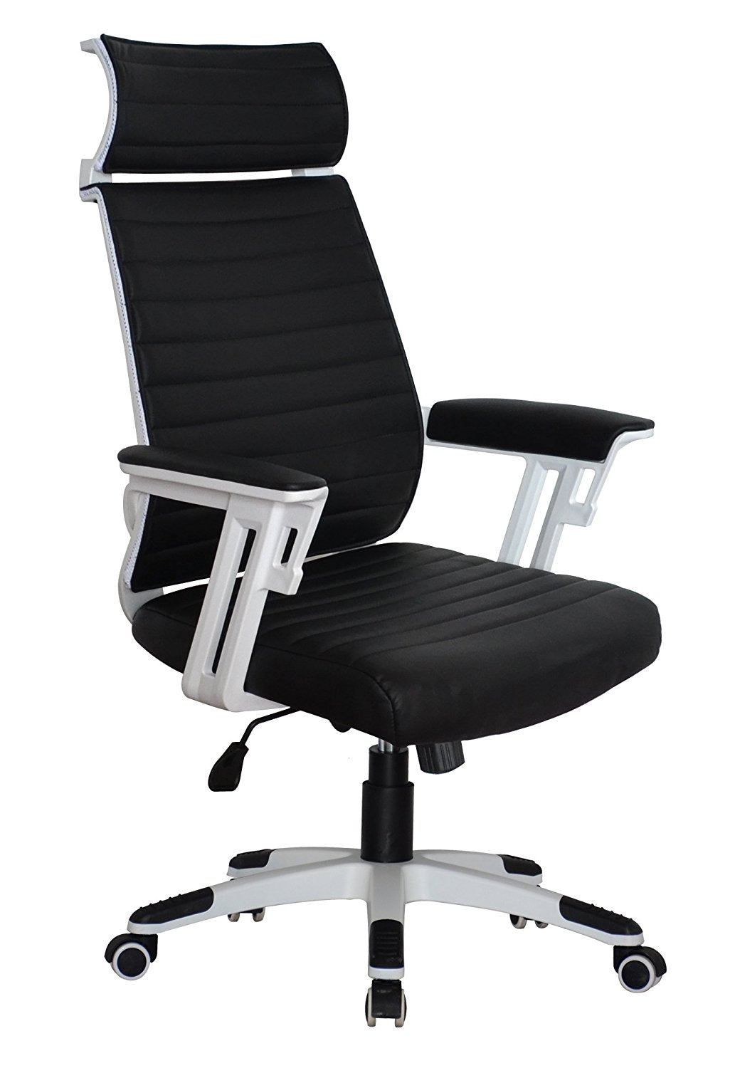 Executive Contemporary Office Chair with attached headrest - Black veg