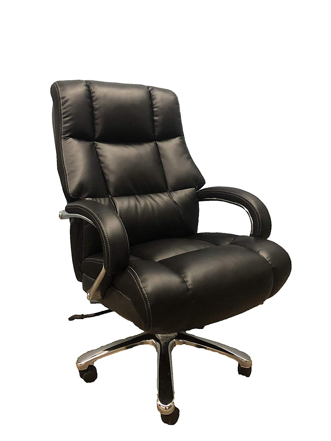 big and tall black comfort executive office chair with extra thick padded  chrome arms