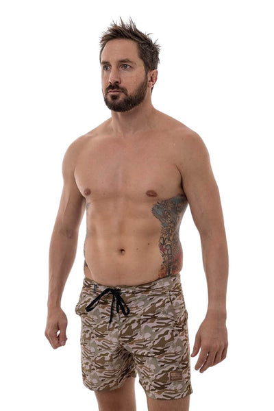 Multicam Black Naked Warrior Camo 4-Way Stretch Board Shorts