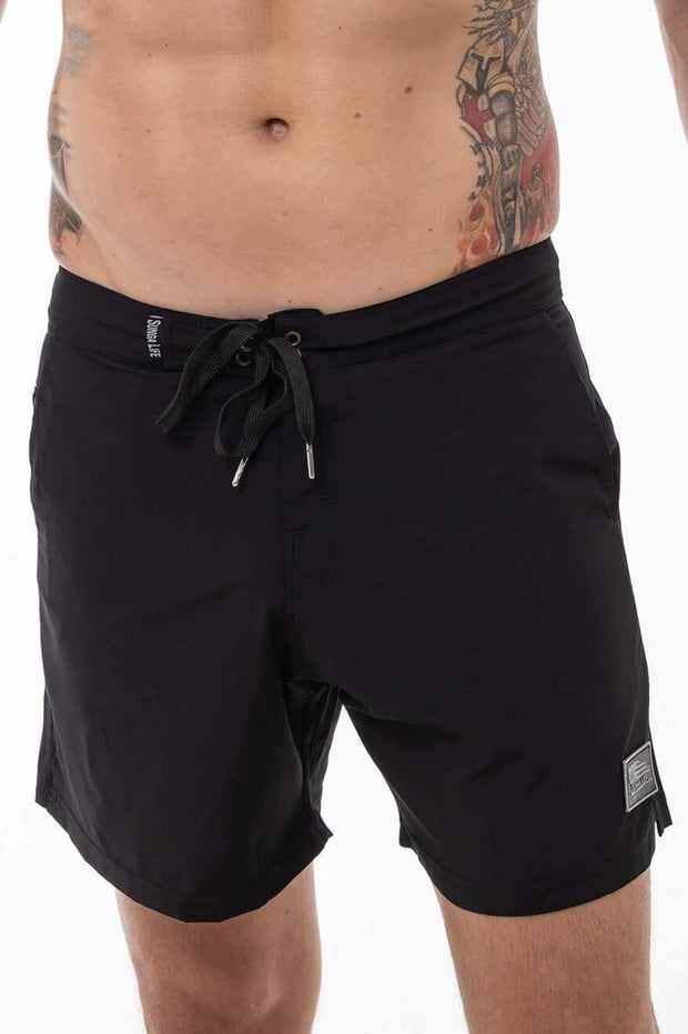 Black Board Shorts, 4-Way Stretch Swim Trunks Swimwear- Sunga Life