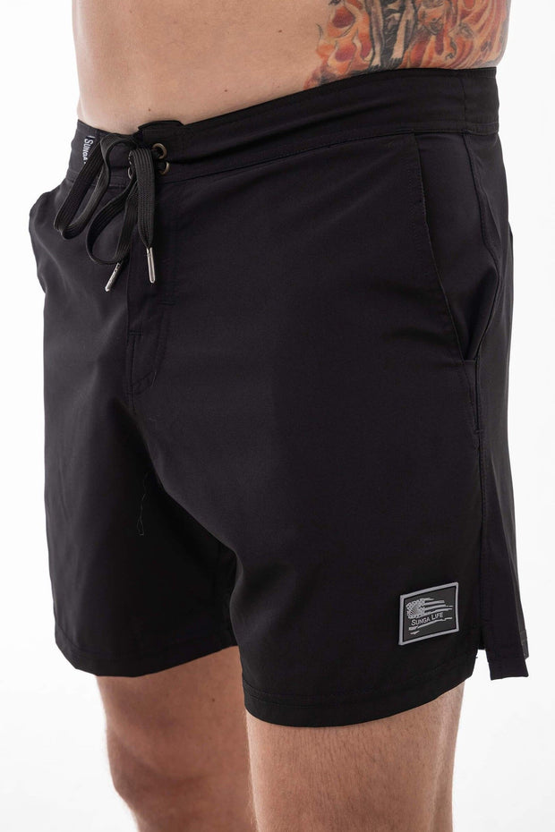 Black Board Shorts, 4-Way Stretch Swim Trunks Swimwear- Sunga Life