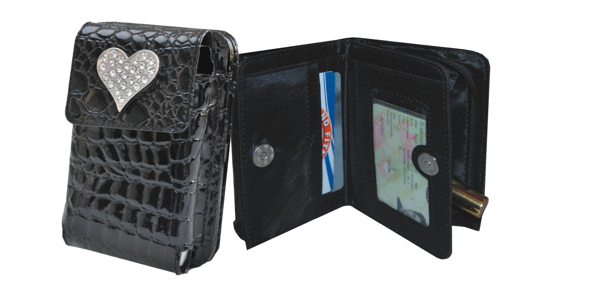 Download Black PU mock croc cellphone bag/wallet with 2 division ...