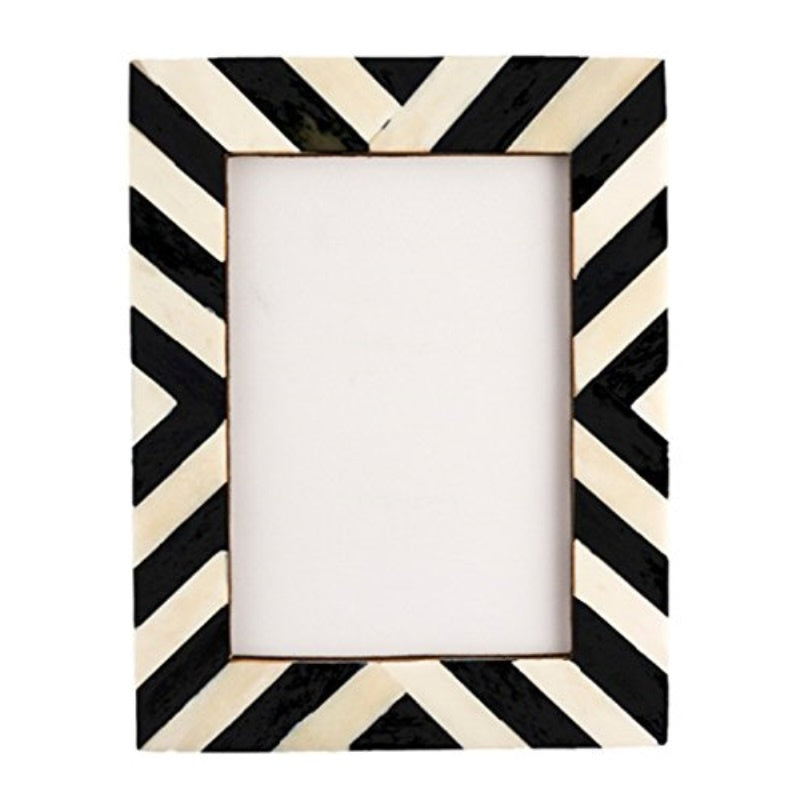 Natural Frame Angled Stripes - Black/Ivory, 4x6