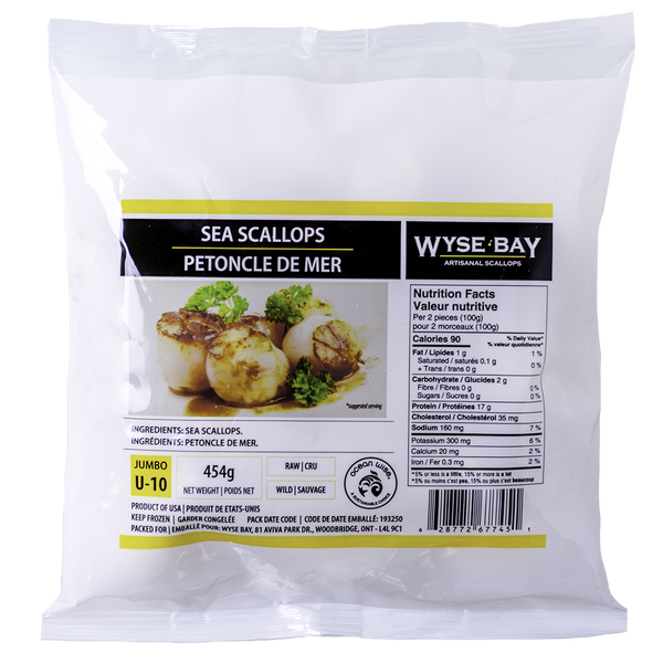 Sea Scallops U 10 Ct 454g Frozen Seafood Online Canada