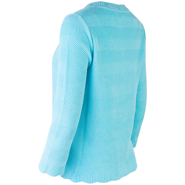 Wavy Cotton Cardigan in Bright Turquoise – Leggiadro