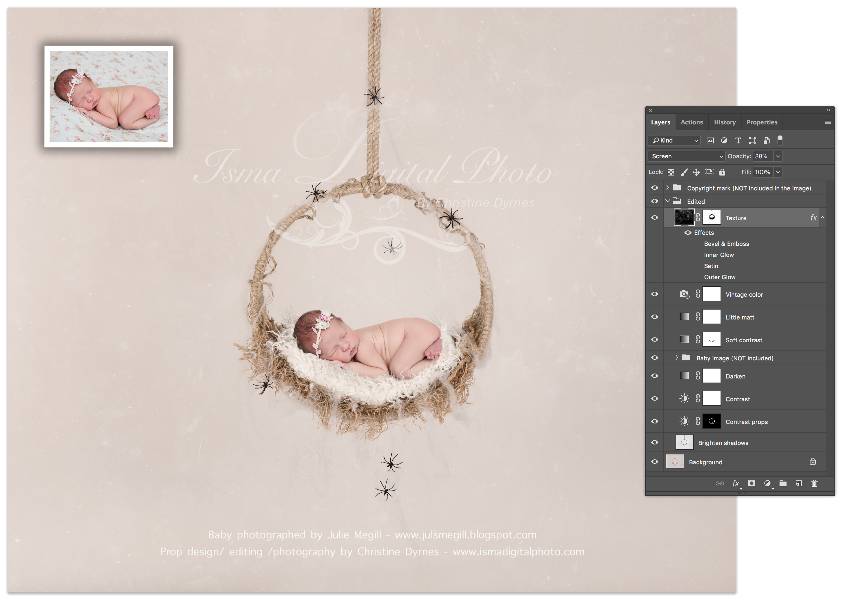 Halloween hanging circle design - Digital Photography Backdrop /Props for Newborn Photography - High resolution digital backdrop - One JPG and one PSD file with layers