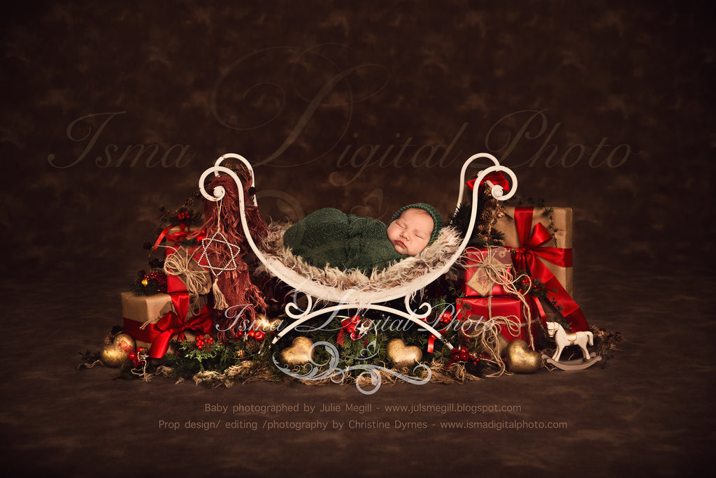 Christmas Iron Bed Chair With Dark Brown Background Newborn Digital Isma Digital Pphoto
