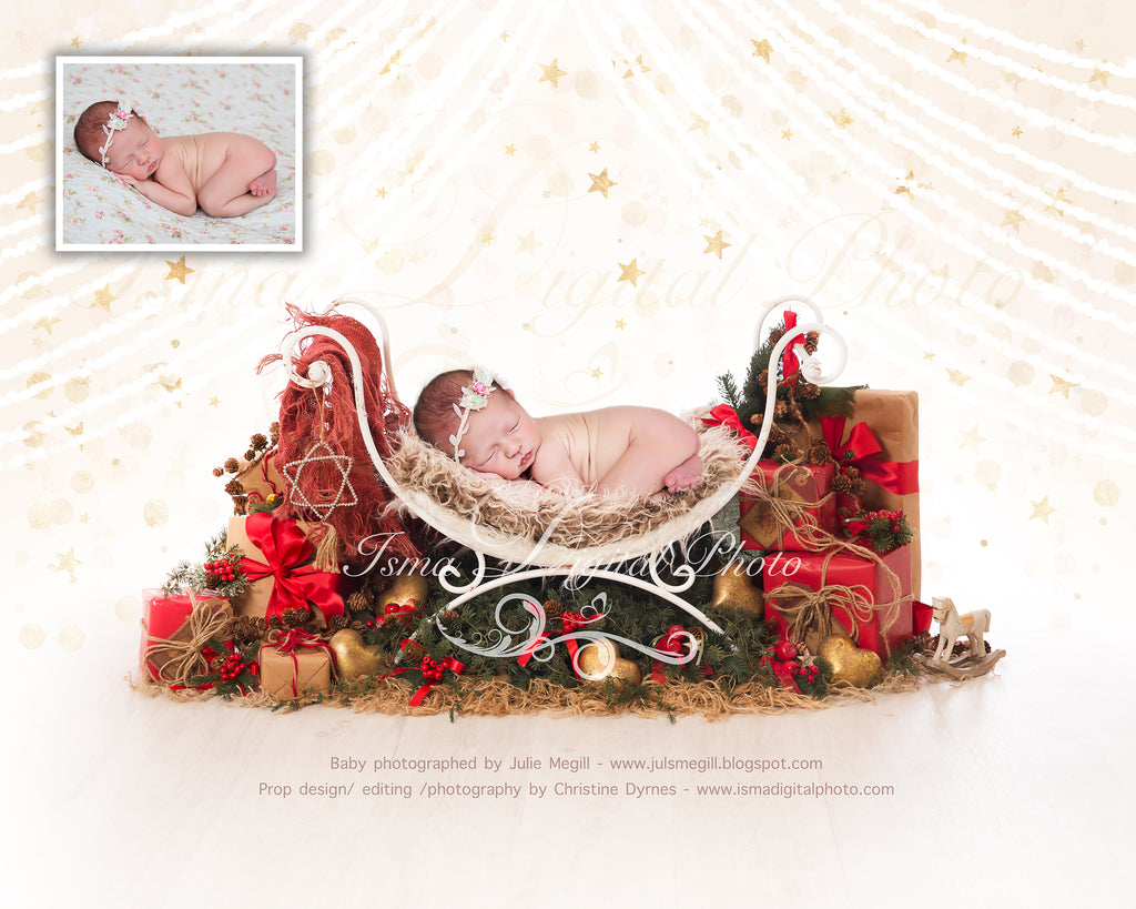 Christmas iron bed chair with light background - Newborn digital backd –  Isma Digital Pphoto