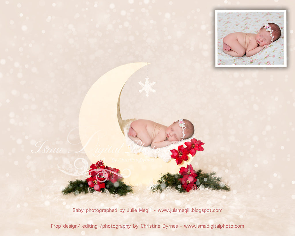 Christmas Moon - Beautiful Digital background Newborn Photography Prop  download - psd with overlay – Isma Digital Pphoto
