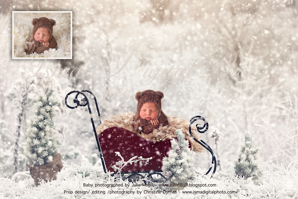 Christmas sled in winter land - Newborn digital background - JPG – Isma  Digital Pphoto