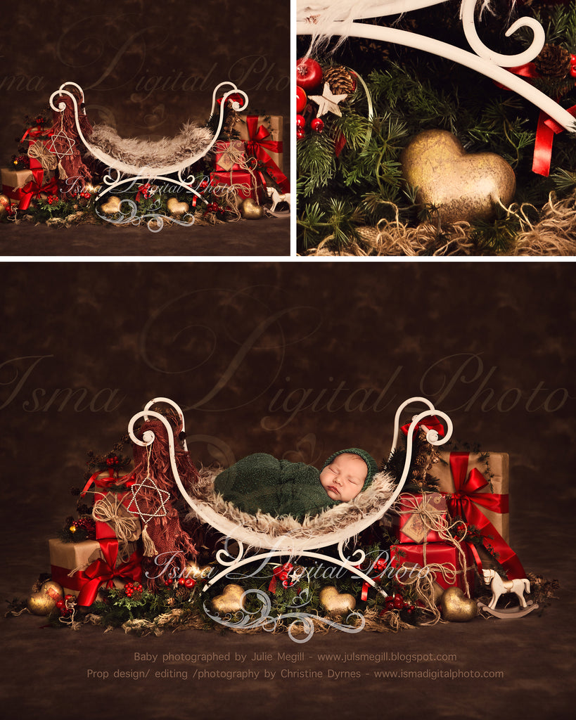 Christmas iron bed chair with dark brown background - Newborn digital –  Isma Digital Pphoto
