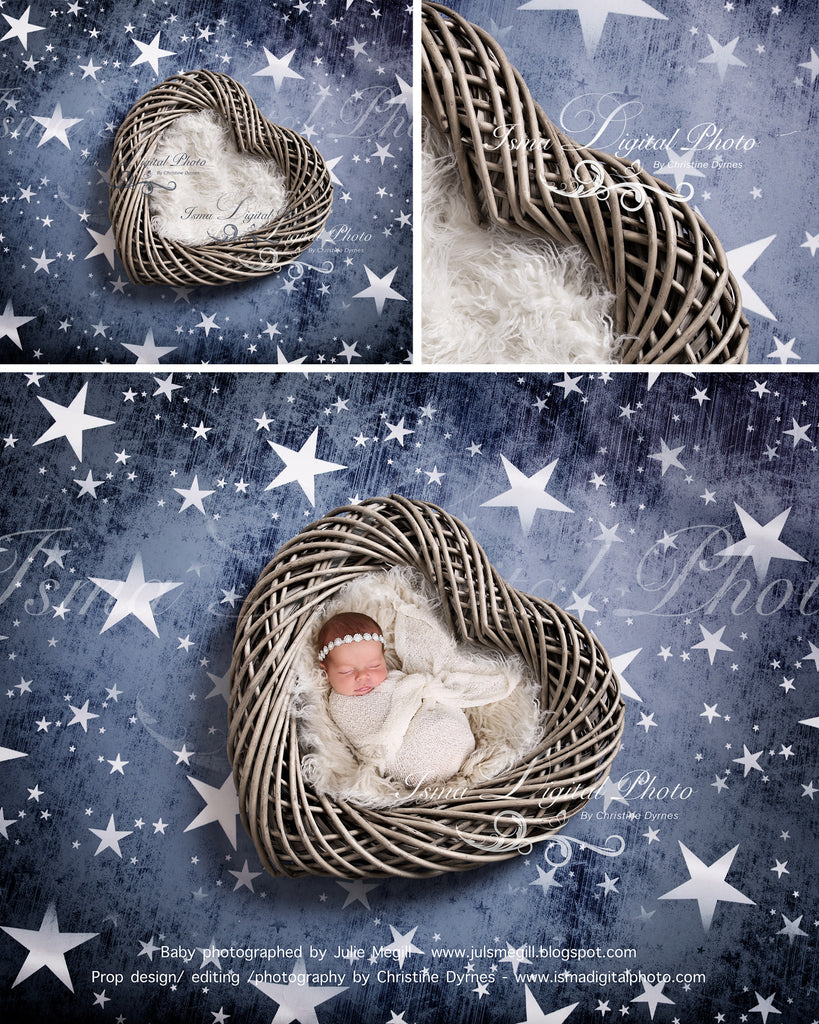 Wooden heart with star background - Beautiful Digital background Newborn  Photography Prop download - psd with Layers – Isma Digital Pphoto