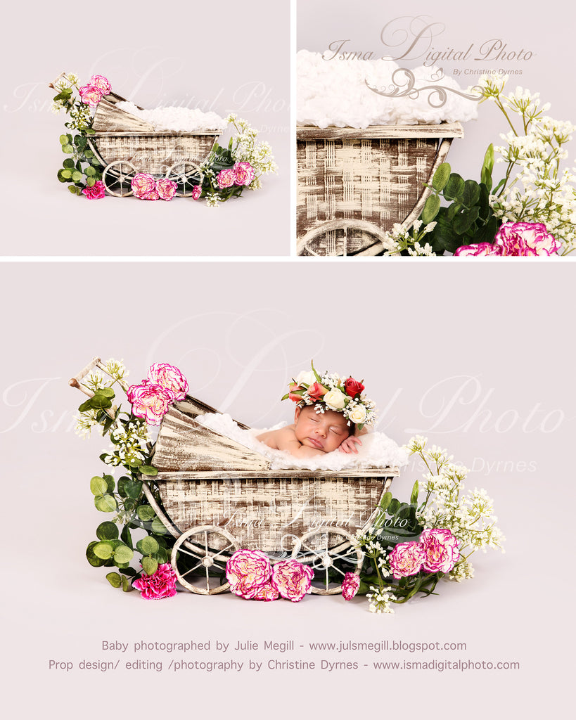 Vintage Stroller With Light Background And Flower - Beautiful Digital  background Newborn Photography Prop download - psd with Layers – Isma  Digital Pphoto